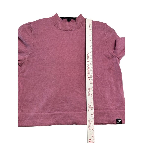 Gymshark Isla Knit Sweater 100% Wool Crop Pullover Pink Small Mock Neck Active - Picture 7 of 9